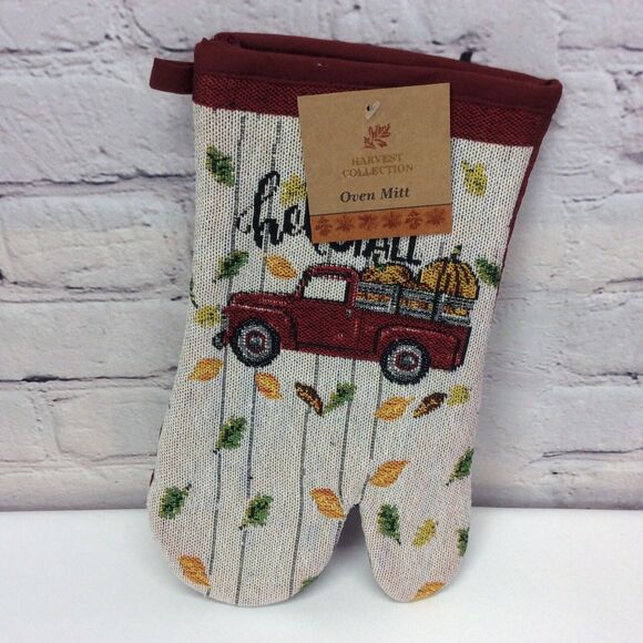 Hello Fall Red Truck 3Pc Kitchen Set Dish Towel/Pot Holder/OvenMitt Multicolored - Picture 2 of 4